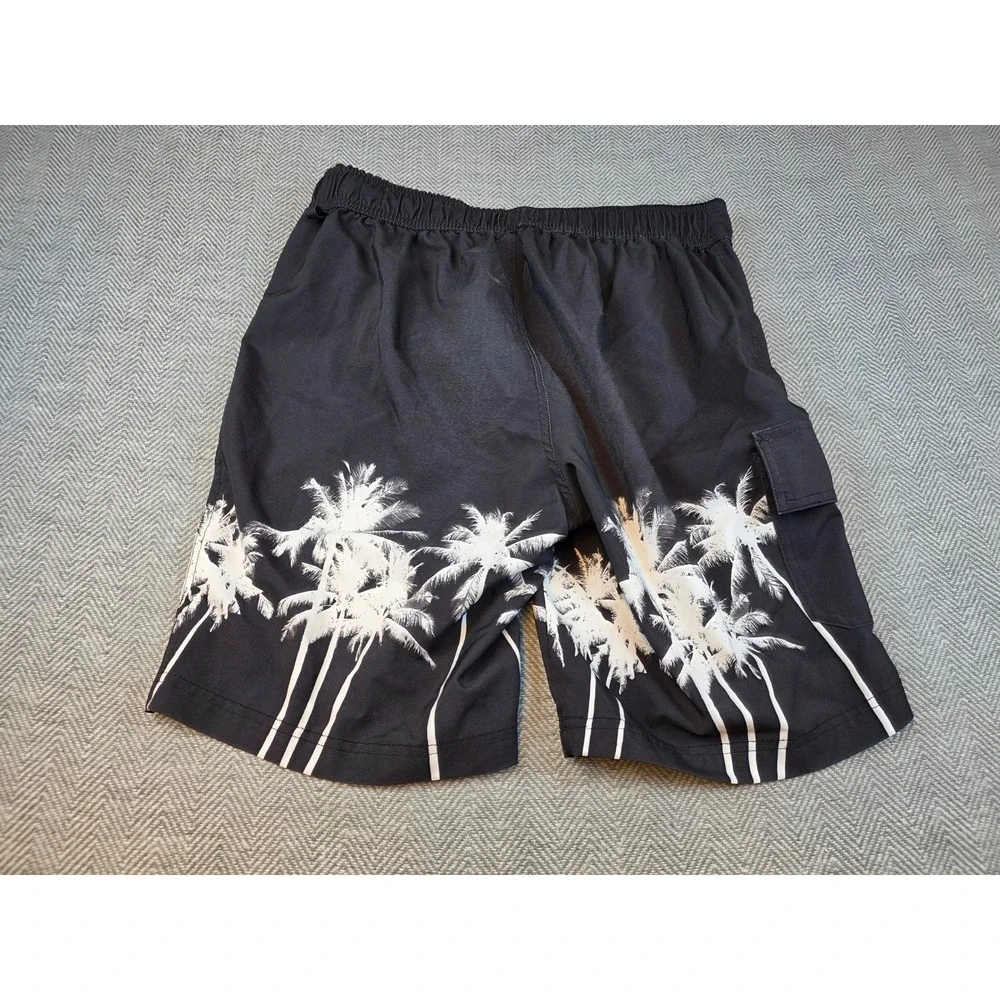 Arizona Jean Co Mens Black White Palm Tree Board Shorts Medium Swim Trunks